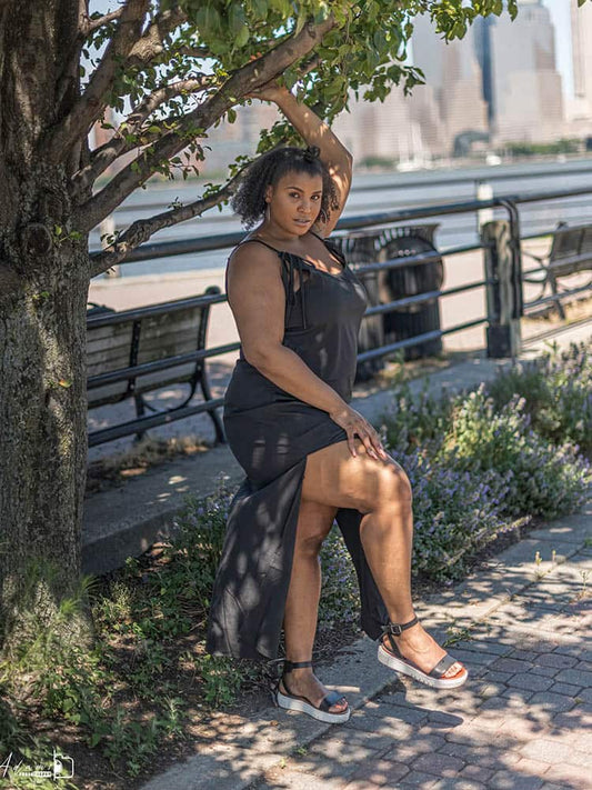 Split Solid Cami Dress