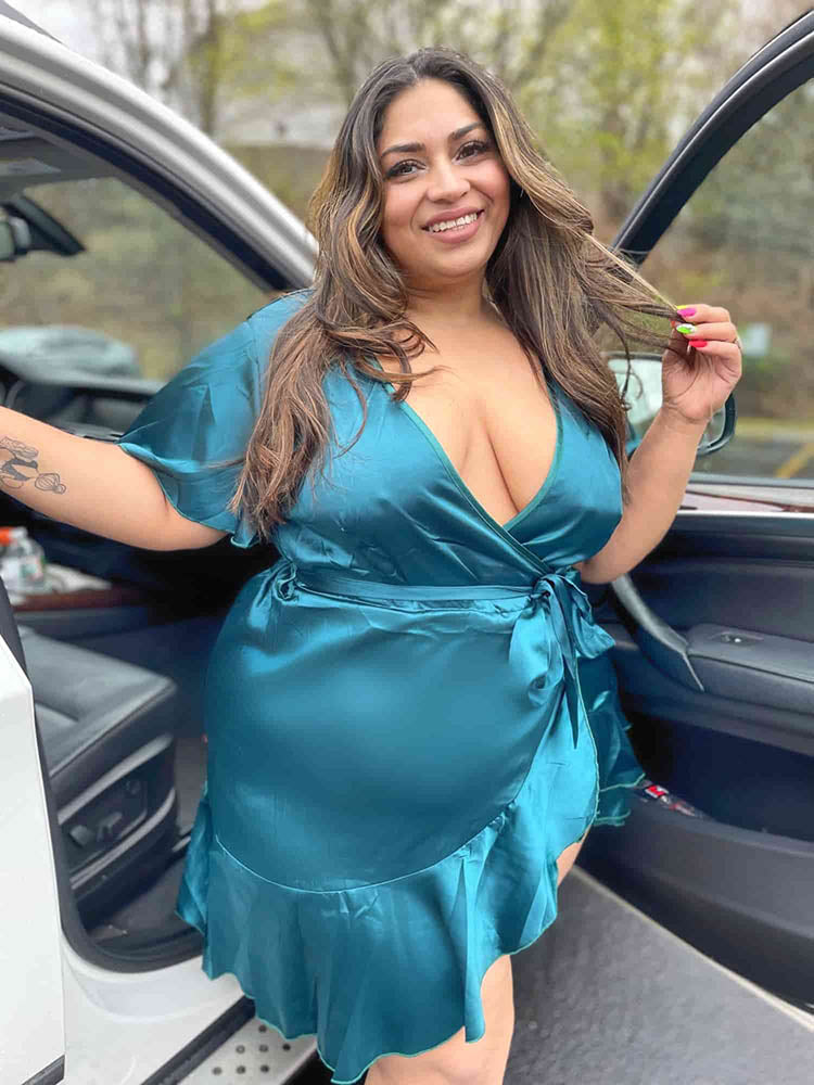 Ribbon Waist Plunge Dress