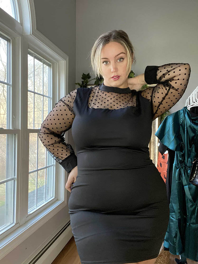 Mesh Dot Patchwork Dress