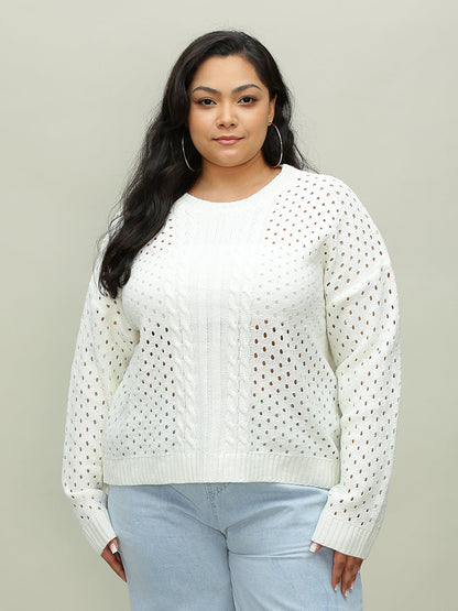 Cutout Open Round Neck Sweater