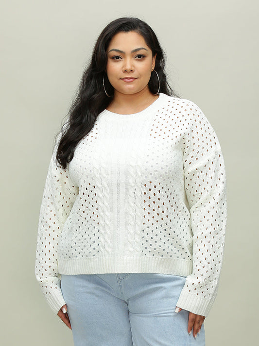 Cutout Open Round Neck Sweater