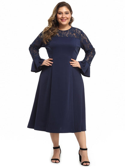 Lace Patchwork Ruffle Sleeve Maxi Dress