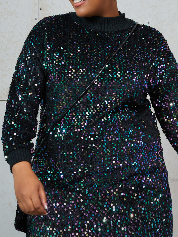 Sequin Casual Sweatshirt Dress