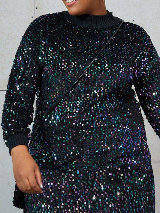 Sequin Casual Sweatshirt Dress