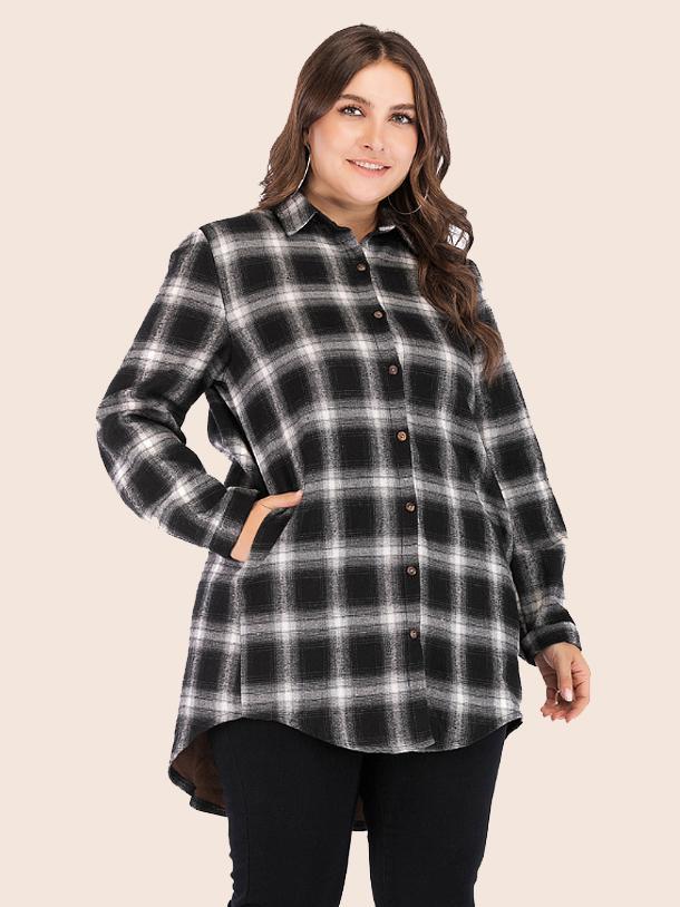 Classic Plaid Single Breasted Lapel Collar Shirt