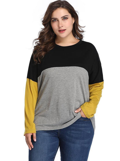 Patchwork Round Neck Casual T-shirt