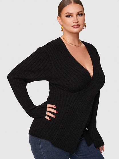 Ribbed Knit Crisscross Sweater
