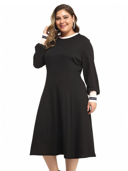 Patchwork Round Neck Knit Dress