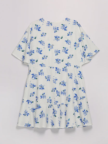 Ditsy Floral Lace Neck Dress