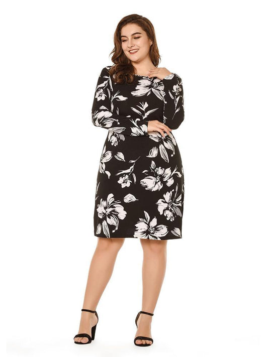 Floral Printed Round Neck Midi Dress
