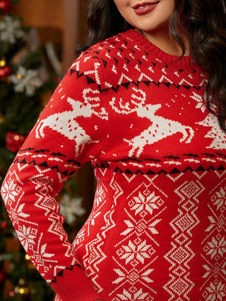 Christmas Elk Bodycon Sweater Dress