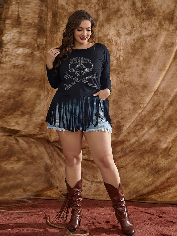 Halloween Skull Printing Loose T-shirt