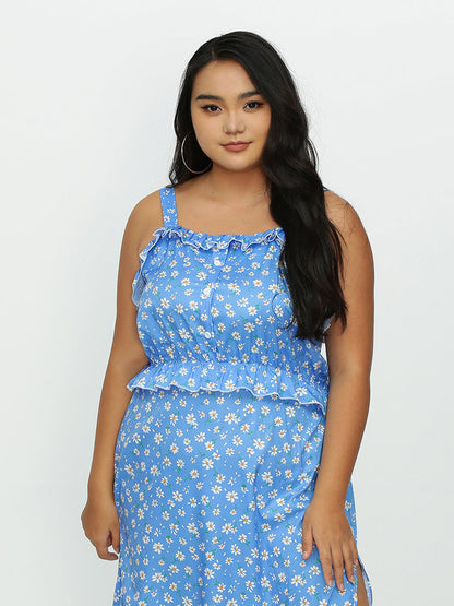 Ditsy Floral Ruffle Hem Crop Top