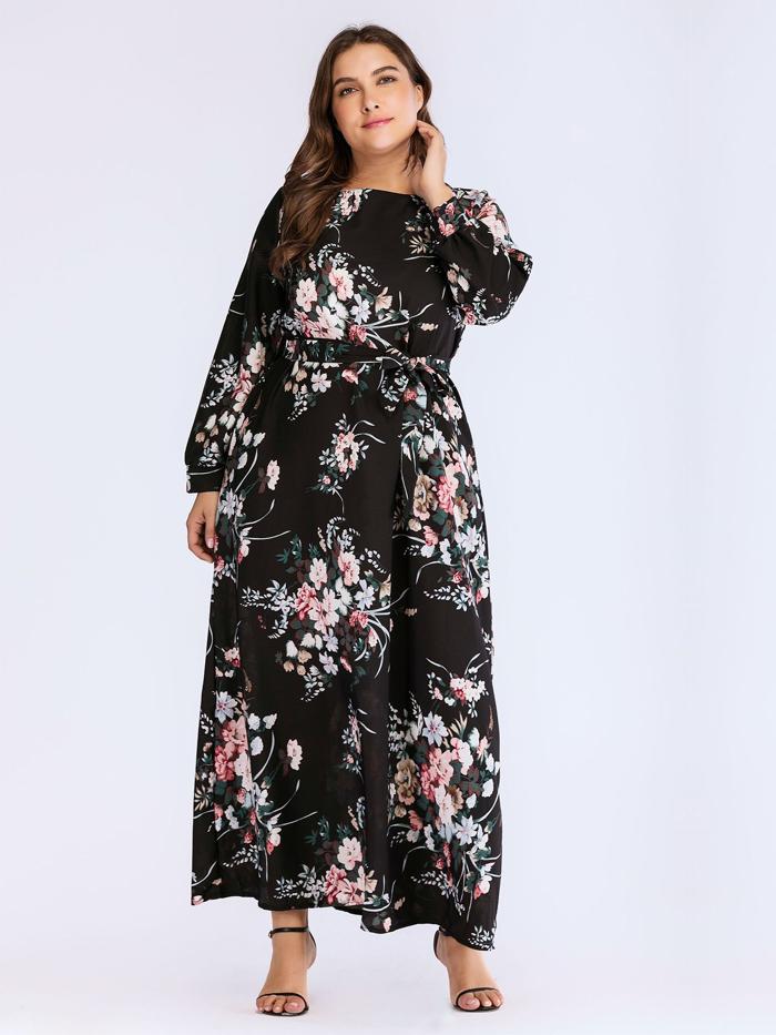 Floral Printed Round Neck Maxi Dress