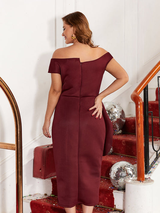 Off Shoulder Asymmetrical Bodycon Dress