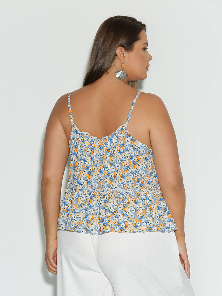 Ditsy Floral Frill Trim Top