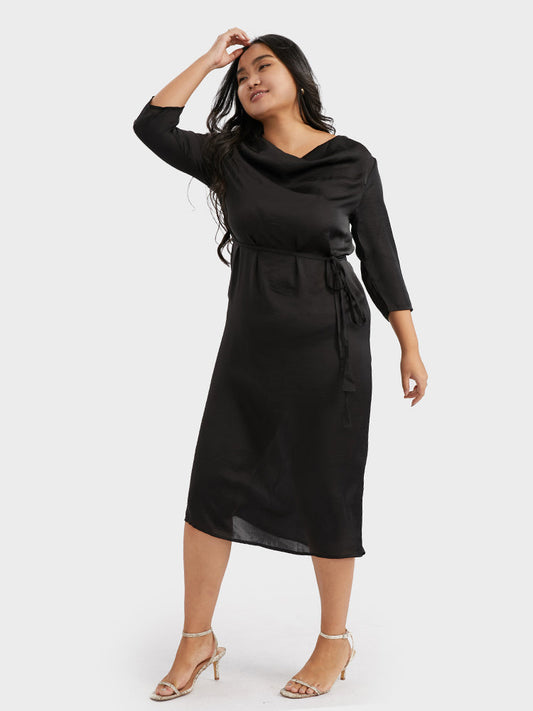 Belted Solid Color Dress