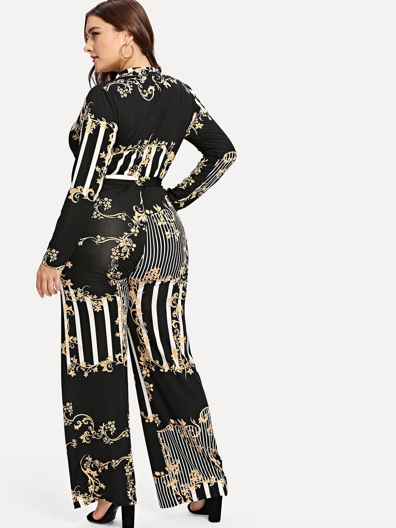 Scarf Print Wrap Palazzo Jumpsuit