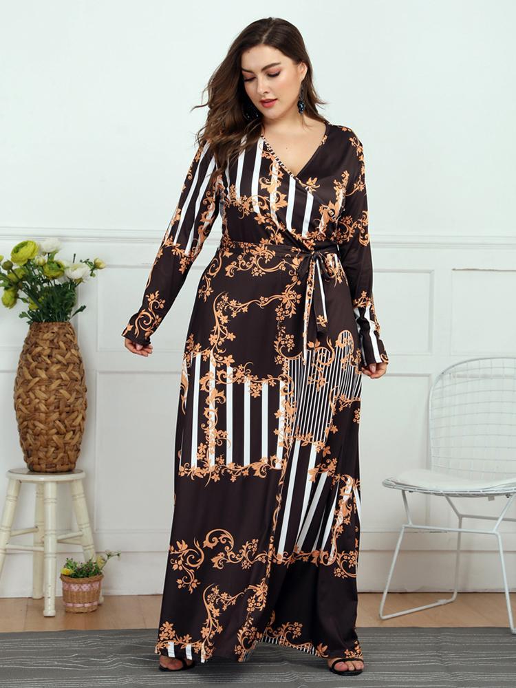 Printed Wrap Holiday Maxi Dress