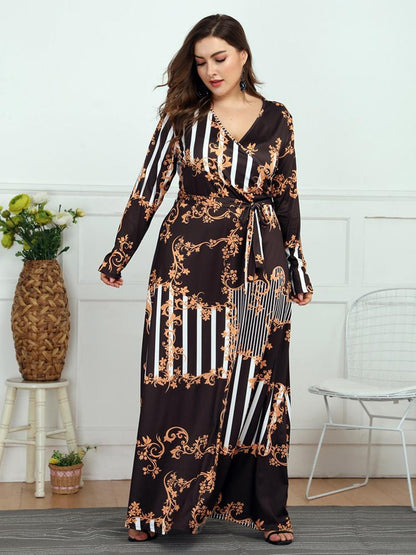 Printed Wrap Holiday Maxi Dress