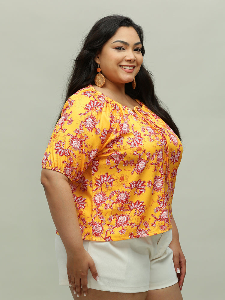 Paisley Floral Drawstring Top