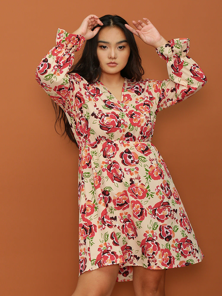 Long Sleeve Floral Print Dress
