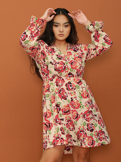 Long Sleeve Floral Print Dress