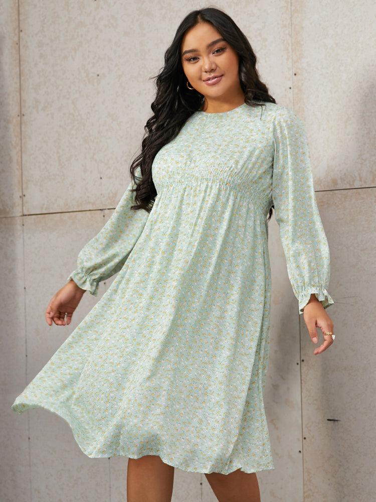 Ditsy Floral Elastic Waist Dress