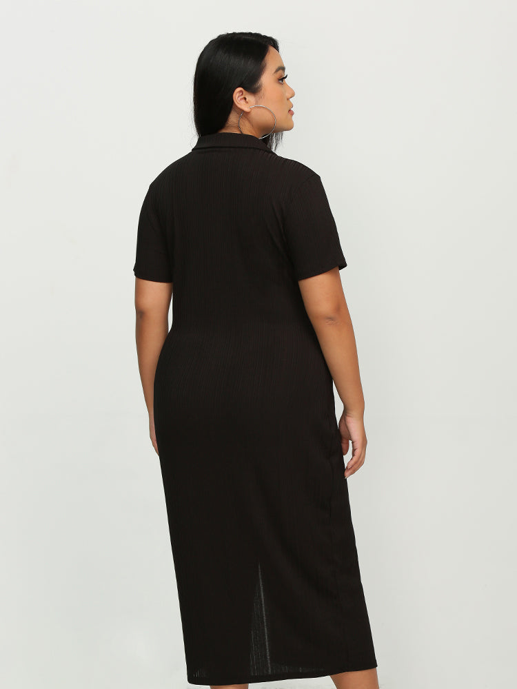 Split Hem Collar Neck Dress