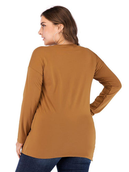 Basic Pockets Round Neck Elastic T-shirt