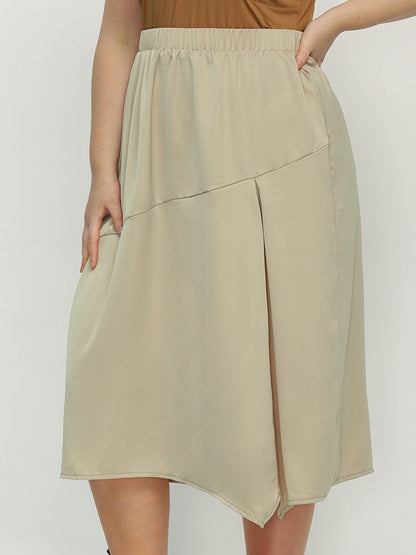 Irregular Hem Elastic Waist Skirt