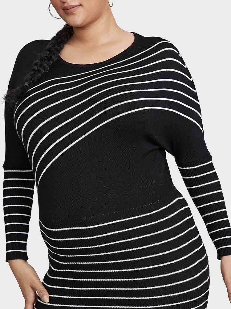 Irregular Striped Sweater Dress