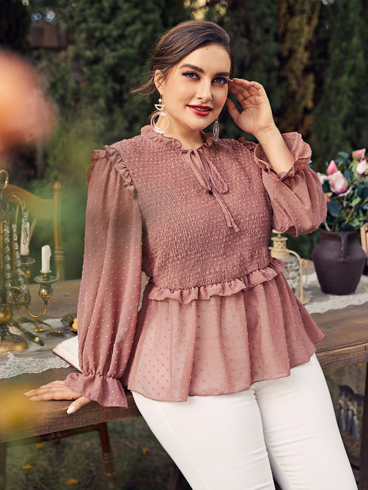 Chiffon Swiss Dot Babydoll Blouse