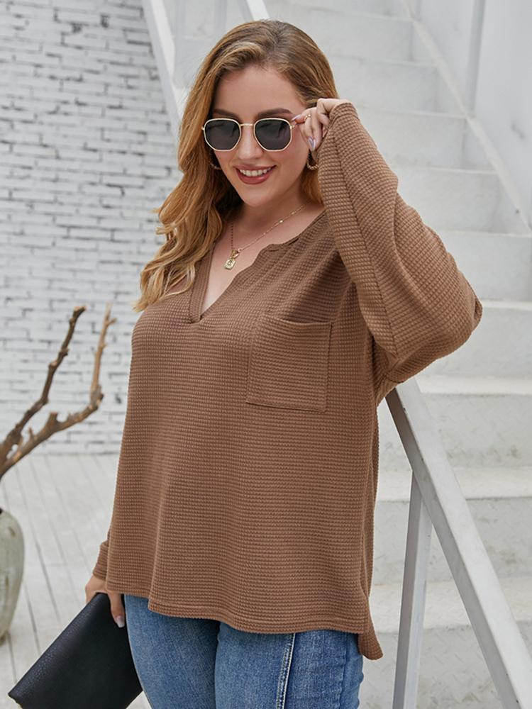 Basic Waffle V-neck T-shirt