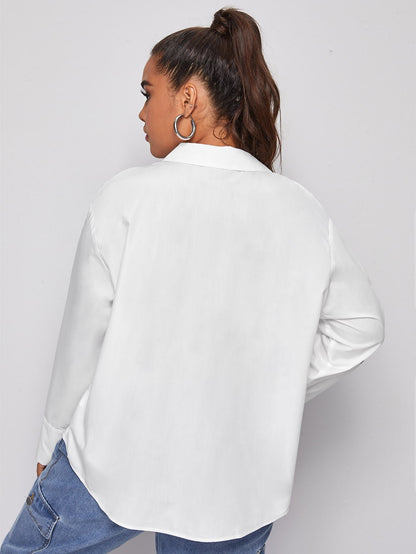 Slogan Graphic Drop Shoulder Blouse