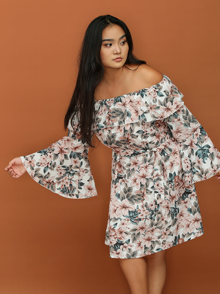 Flared Sleeve Off Shoulder Dress