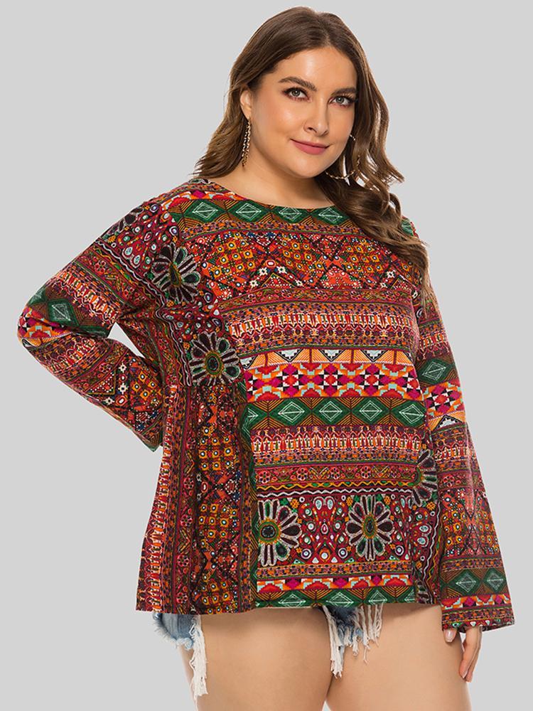 Ethnic Printed Round Neck T-shirt