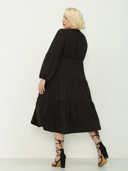 Long Sleeve Tiered Midi Dress