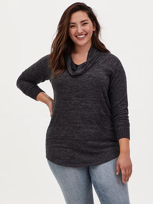 Pile Collar Kangaroo Pocket Knit Top