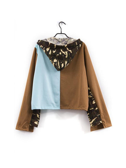Camo Patchwork Letter Printed Hoodie