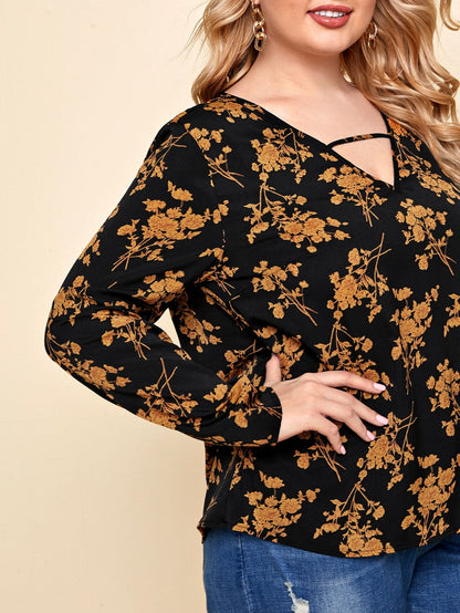 V-cut Neck Floral Top
