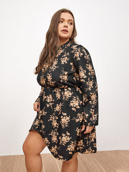 Turtleneck Long Sleeve Floral Dress