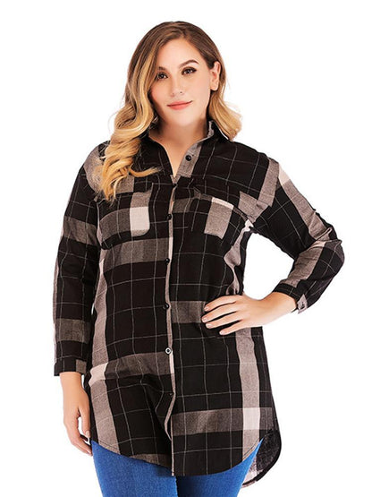 Classic Plaid Pocket Mid-length Shirt