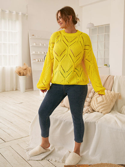 Solid Cut Out Crew Neck Sweater