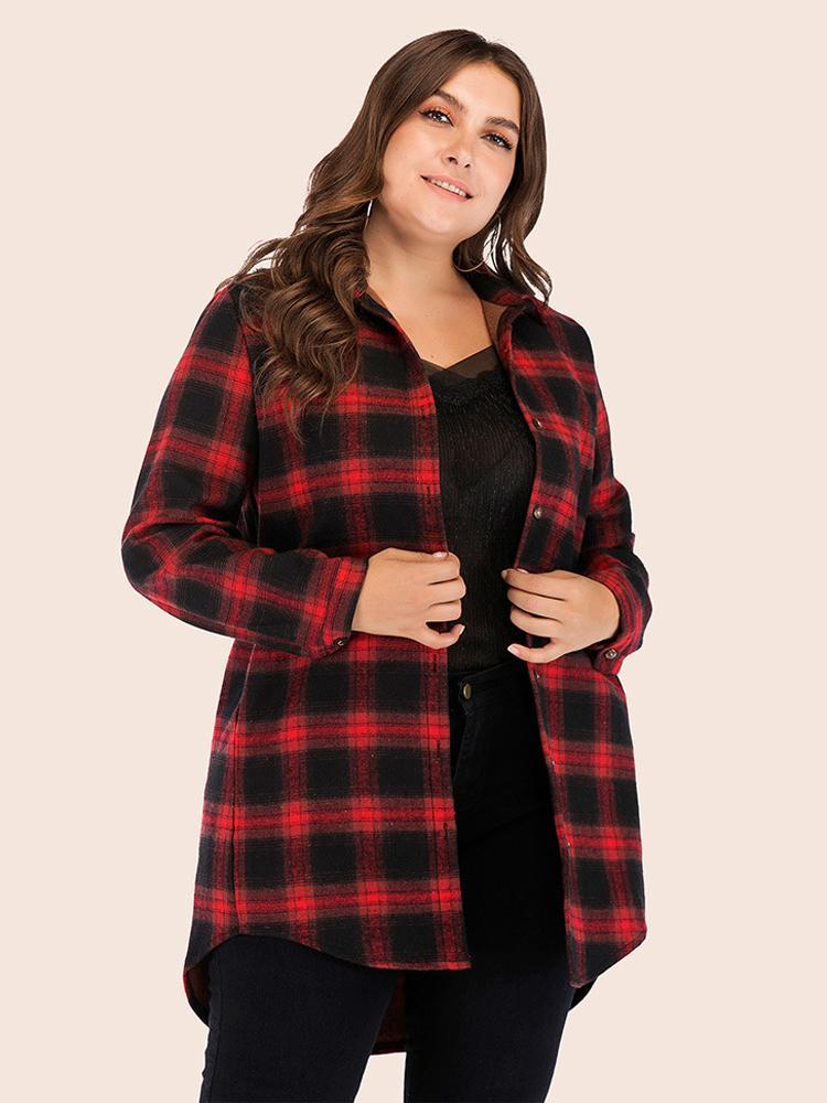 Classic Plaid Single Breasted Lapel Collar Shirt