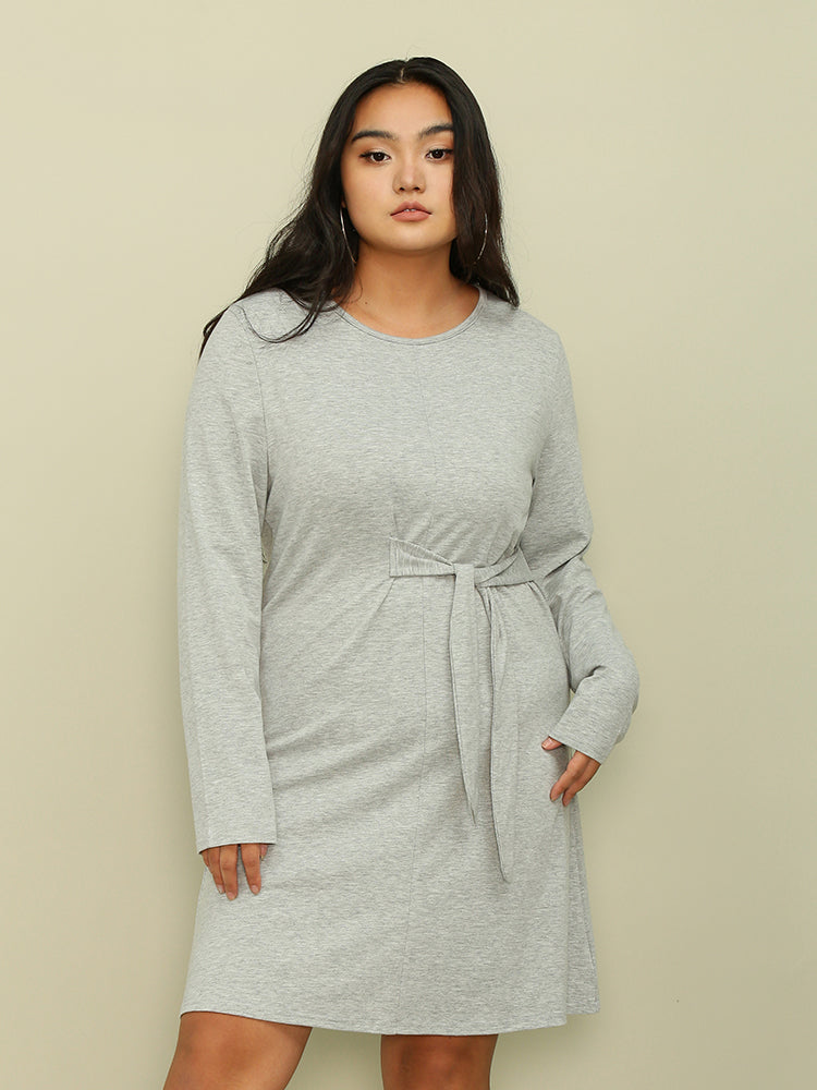 Lace-up Solid Color Dress