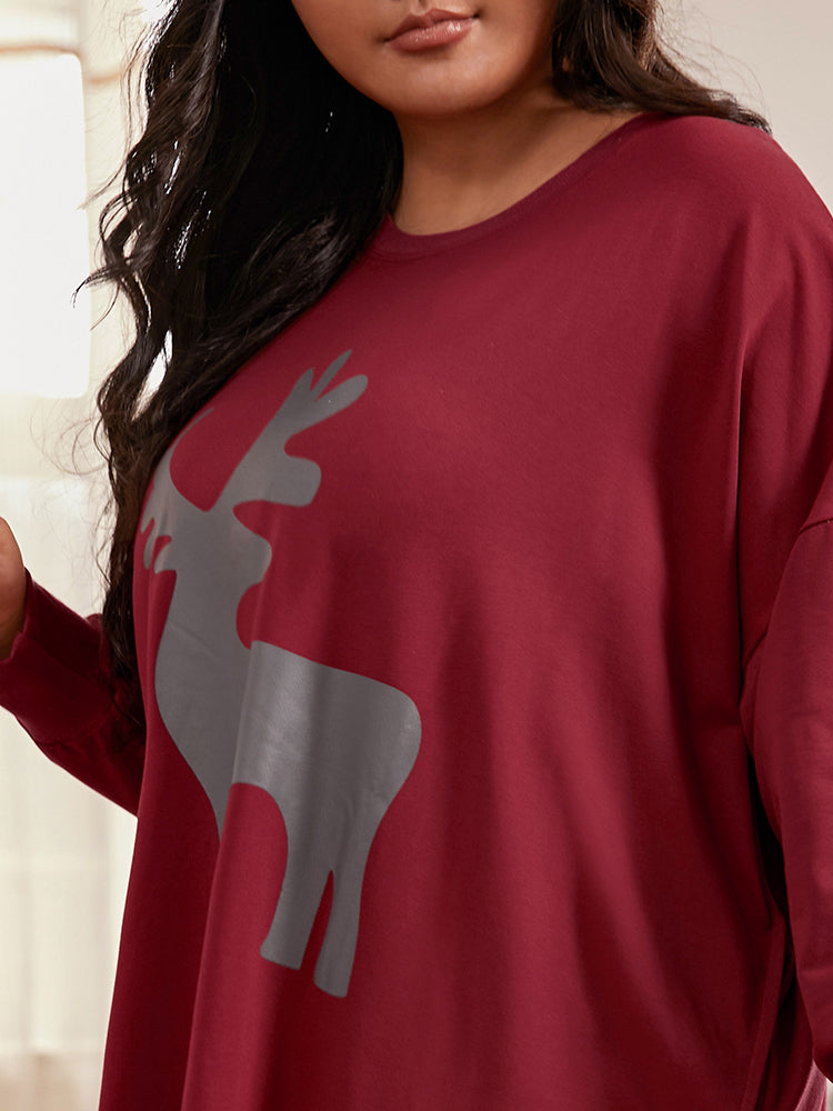 Christmas Elk Print Casual Dress