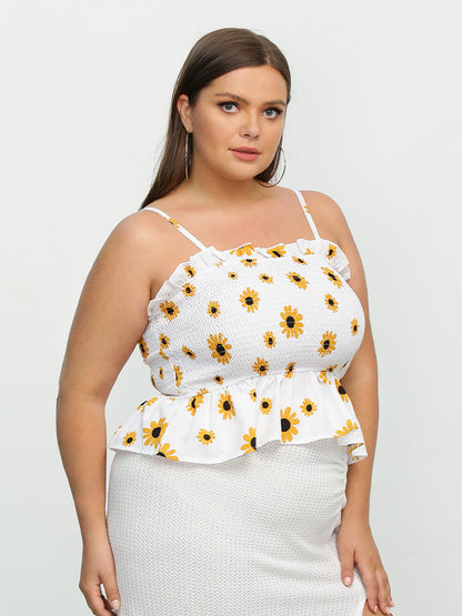 Daisy Shirred Frill Trim Crop Top