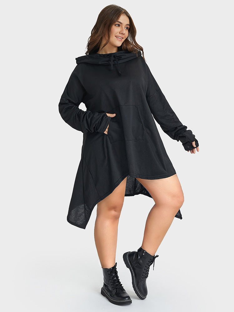 Asymmetrical Hooded Loose Sweatshirt
