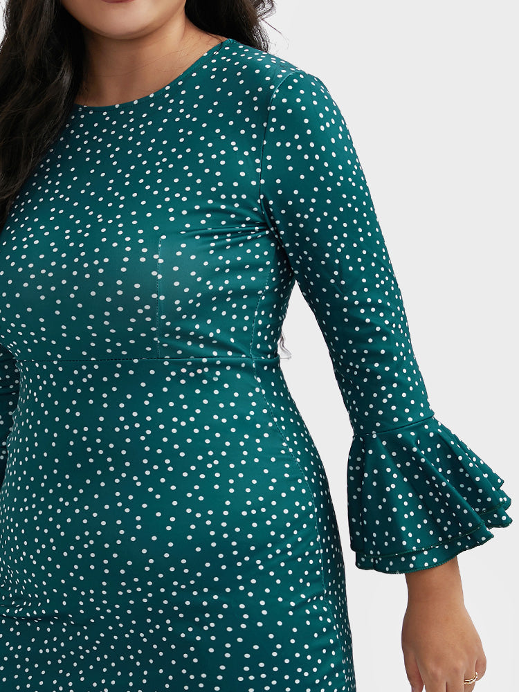 Flared Sleeves Round Neck  Dress